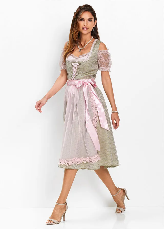 TRAJE TIROLéS CON PERLAS (2 PIEZAS) CAQUIROSA CLARO ESTAMPADO