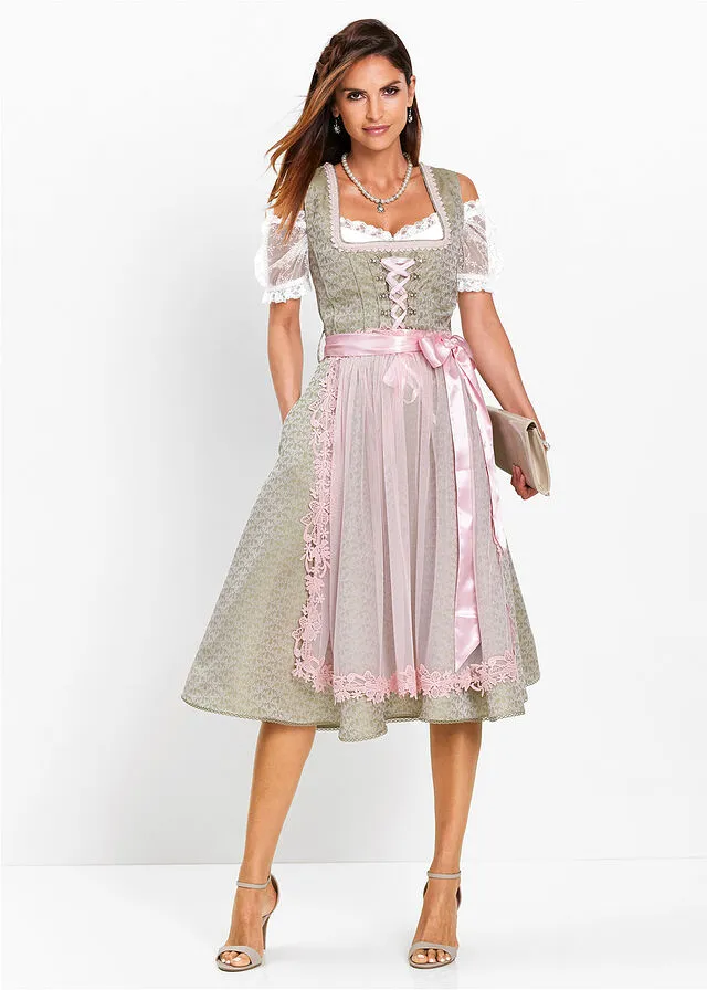 TRAJE TIROLéS CON PERLAS (2 PIEZAS) CAQUIROSA CLARO ESTAMPADO