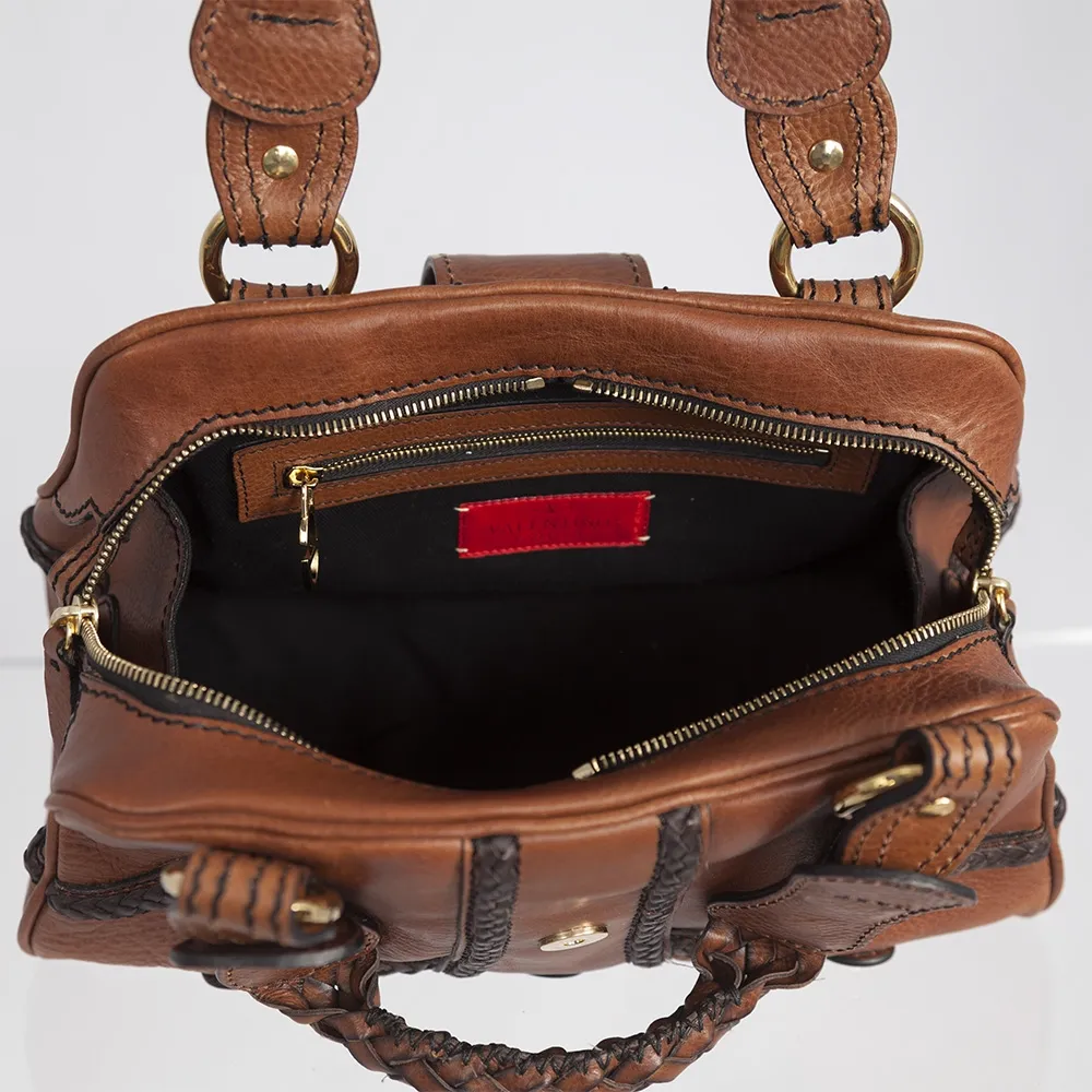 Valentino Bolso Marrón Logo Cristal