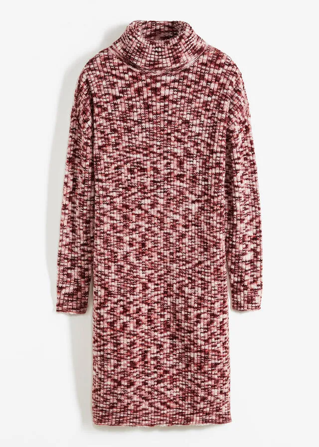 VESTIDO DE PUNTO ROSA FRAMBUESAROJO AVELLANABLANCO LANA JASPEADO