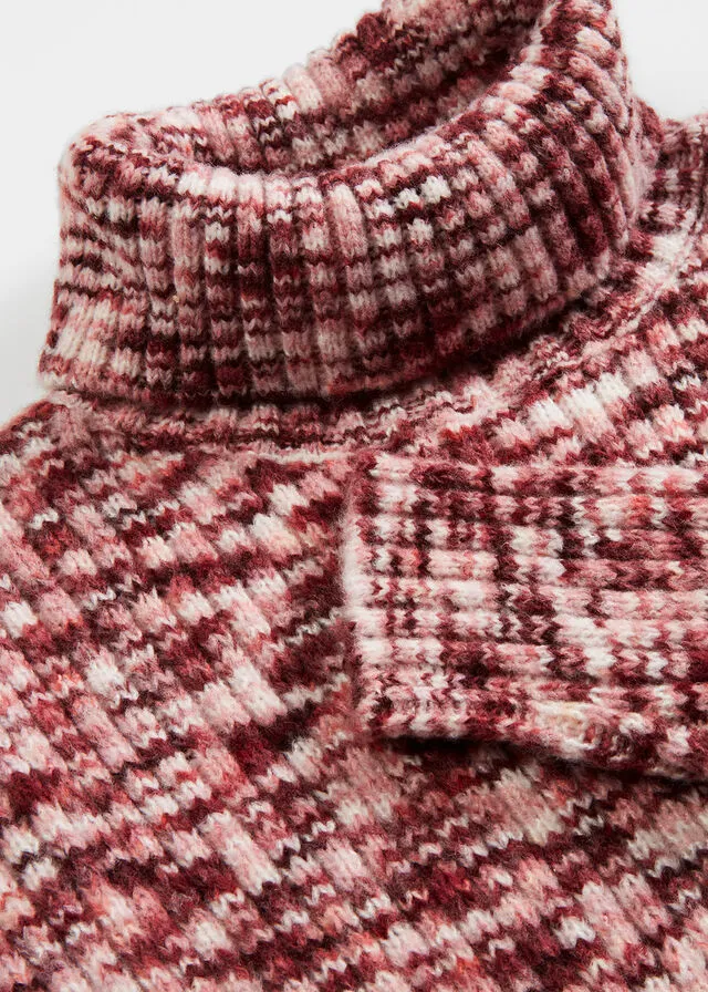VESTIDO DE PUNTO ROSA FRAMBUESAROJO AVELLANABLANCO LANA JASPEADO
