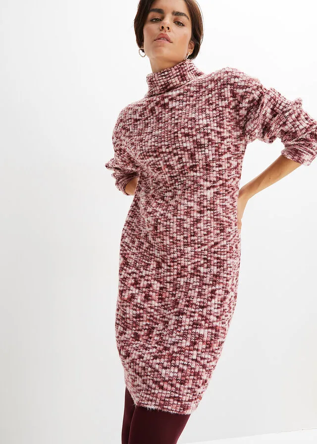 VESTIDO DE PUNTO ROSA FRAMBUESAROJO AVELLANABLANCO LANA JASPEADO