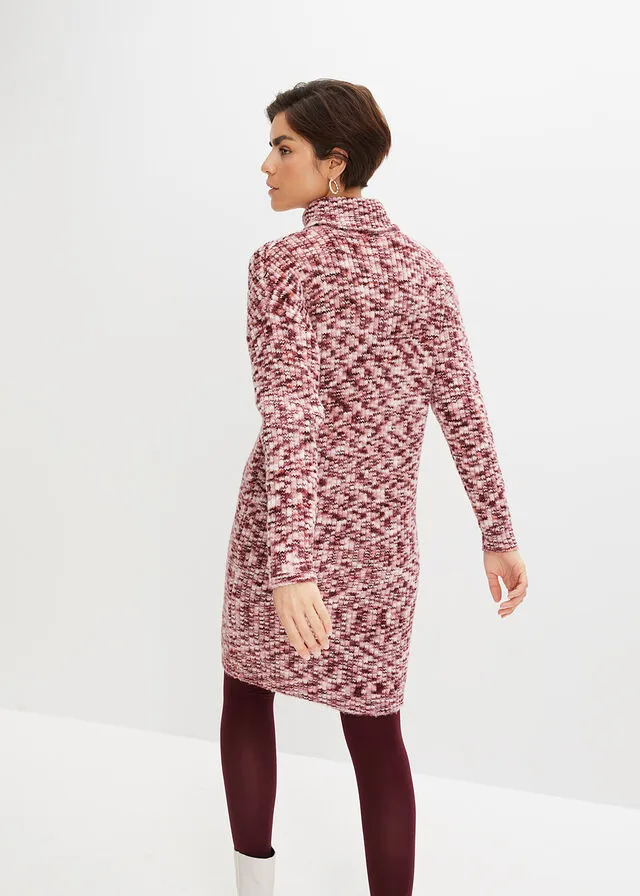 VESTIDO DE PUNTO ROSA FRAMBUESAROJO AVELLANABLANCO LANA JASPEADO