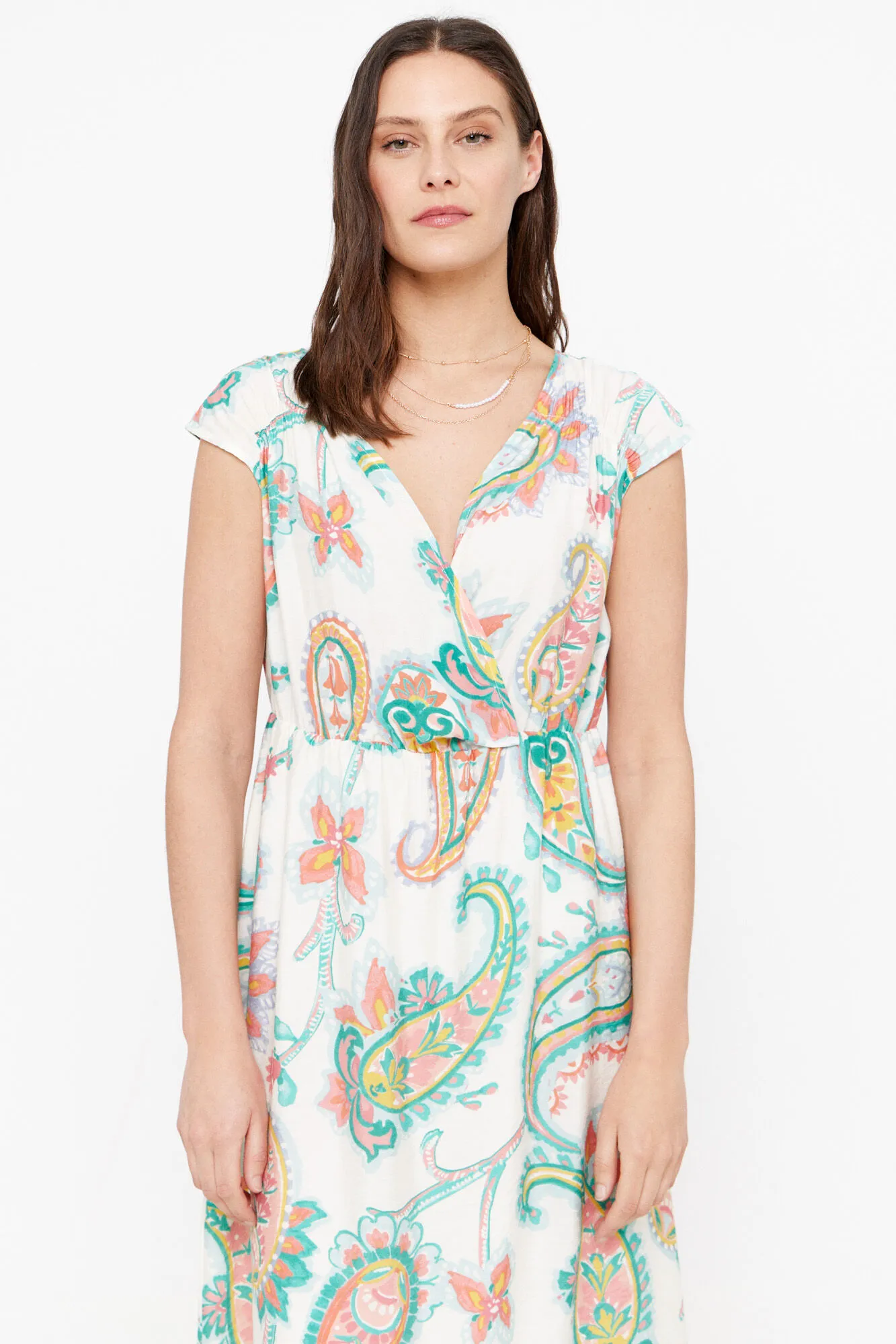 Vestido estampado largo.