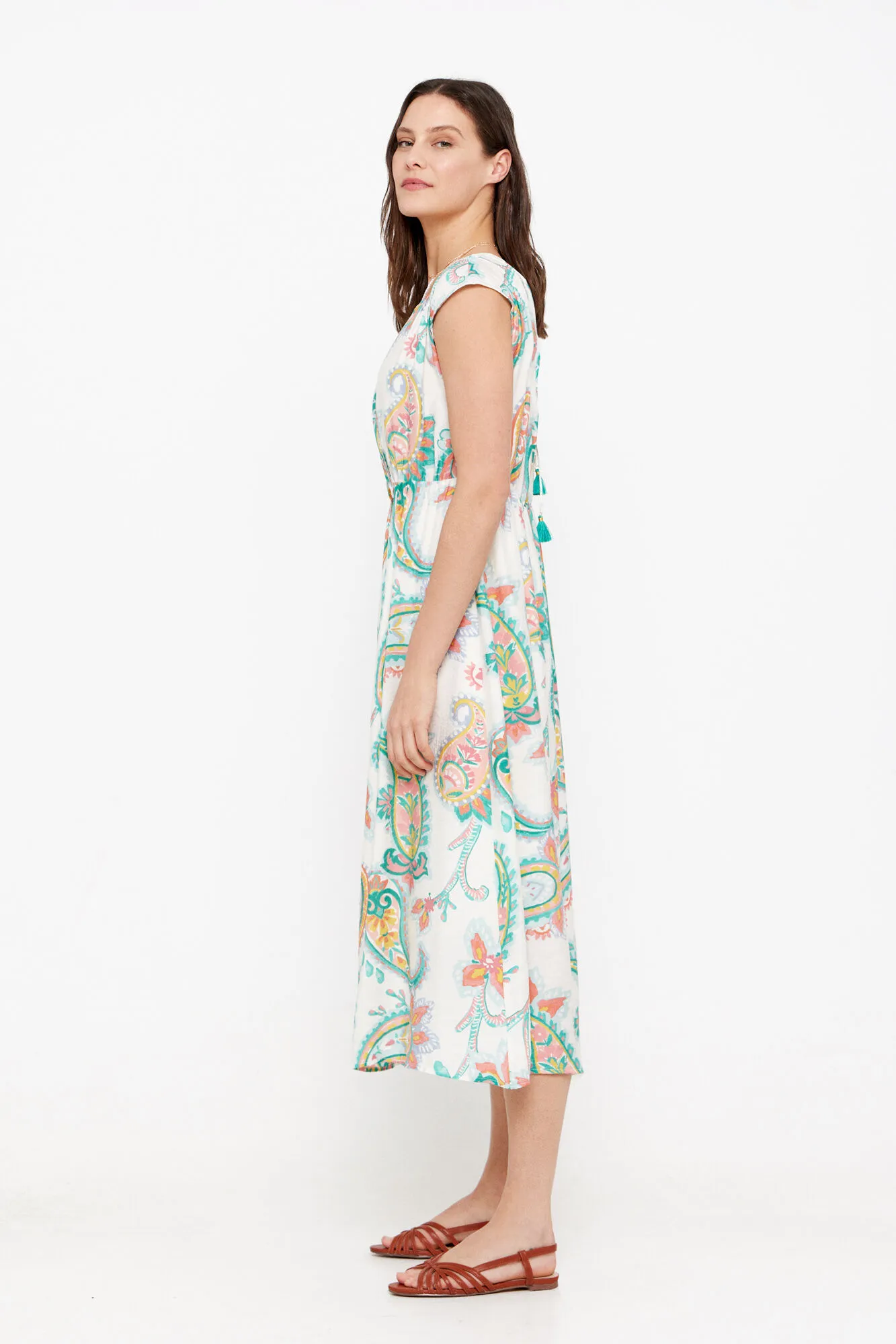 Vestido estampado largo.