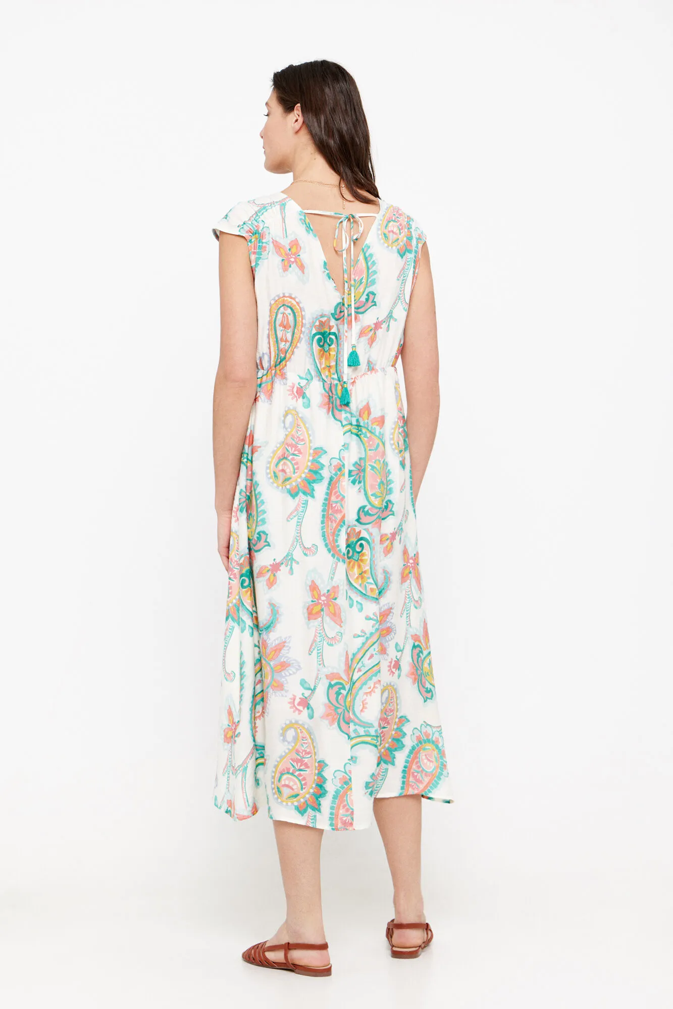 Vestido estampado largo.