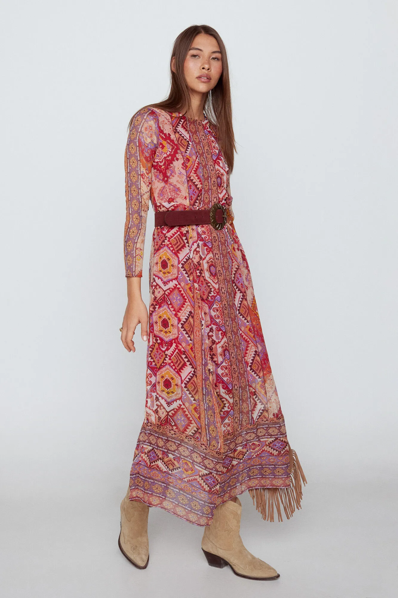 Vestido estampado midi