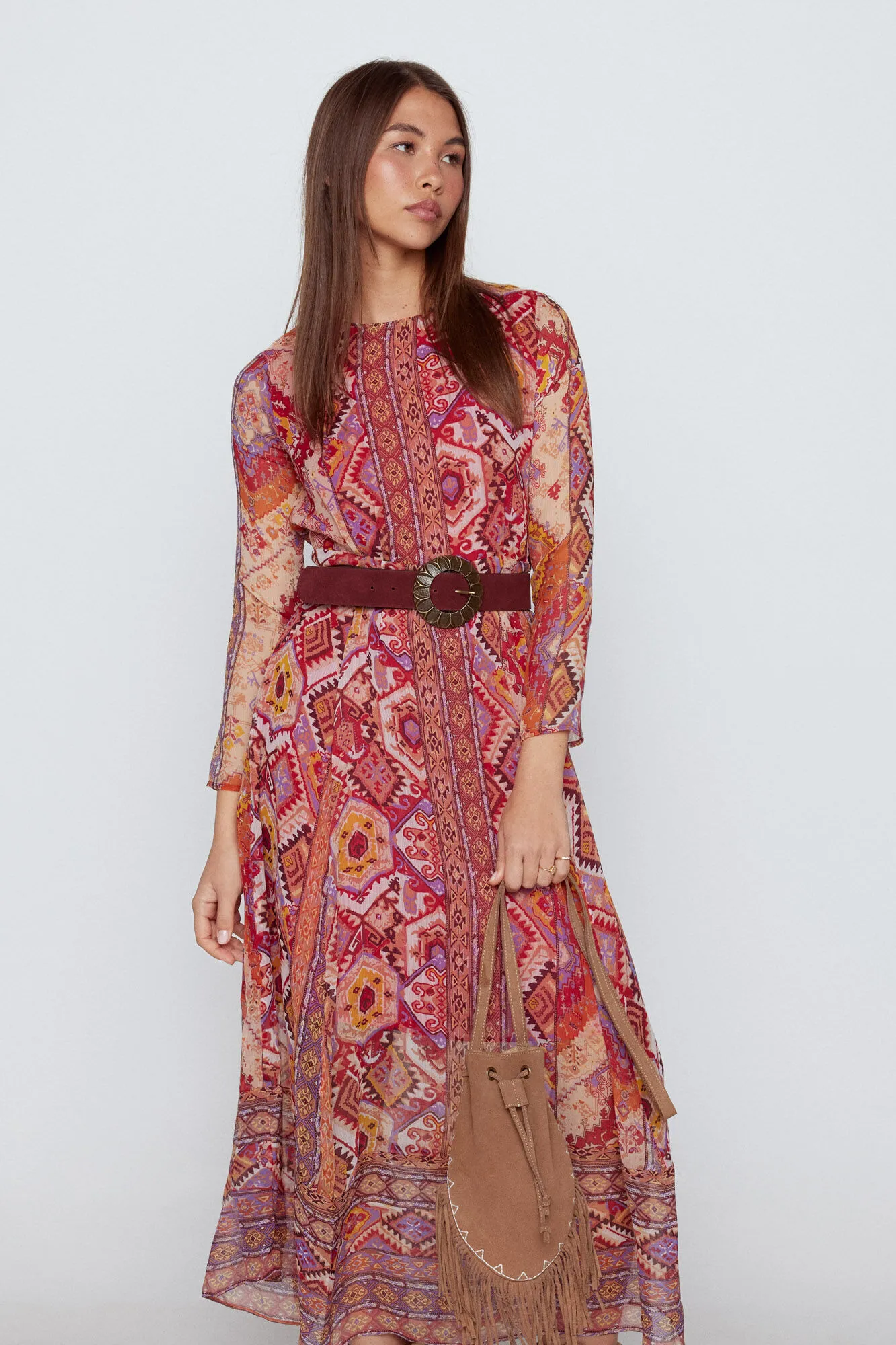 Vestido estampado midi