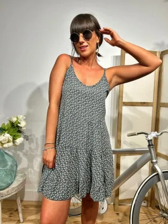 Vestido Floral Paneles DAMISSIE Gris