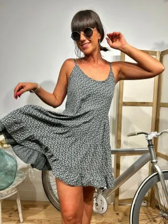 Vestido Floral Paneles DAMISSIE Gris