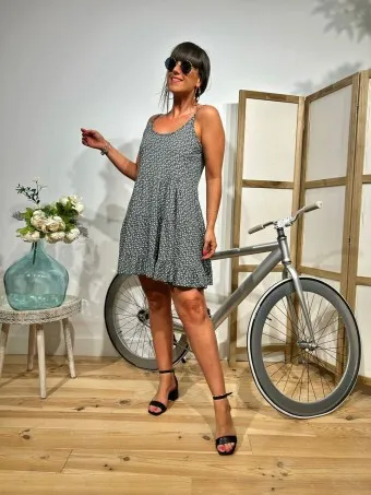 Vestido Floral Paneles DAMISSIE Gris