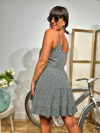Vestido Floral Paneles DAMISSIE Gris