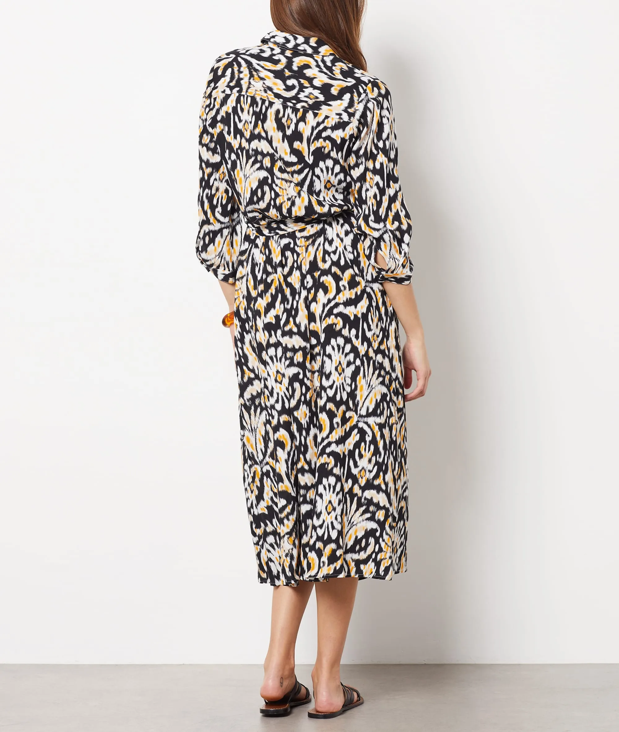 VESTIDO LARGO ESTAMPADO CON BOTONES ANITA IMP FD NOIR  ETAM
