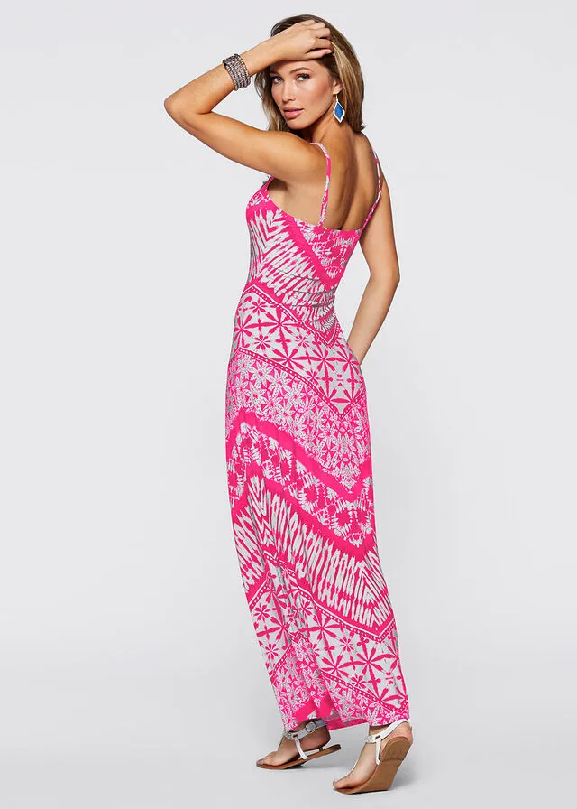 VESTIDO LARGO ESTAMPADO ROSABLANCO ESTAMPADO