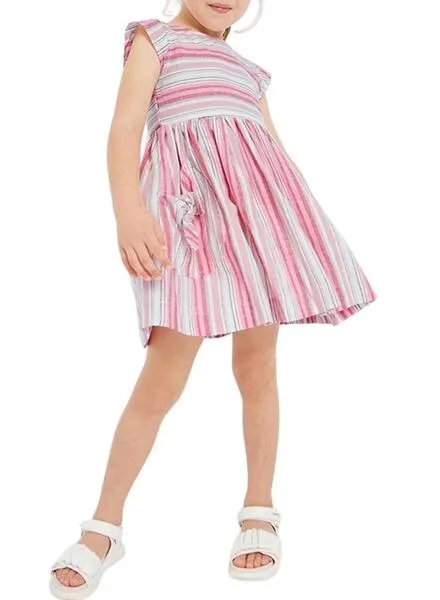 Vestido Mayoral Rayas Rosa y Blanco para Niña