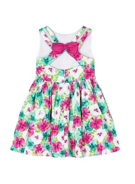 Vestido Mayoral Satén Lazo Flores Para Niña