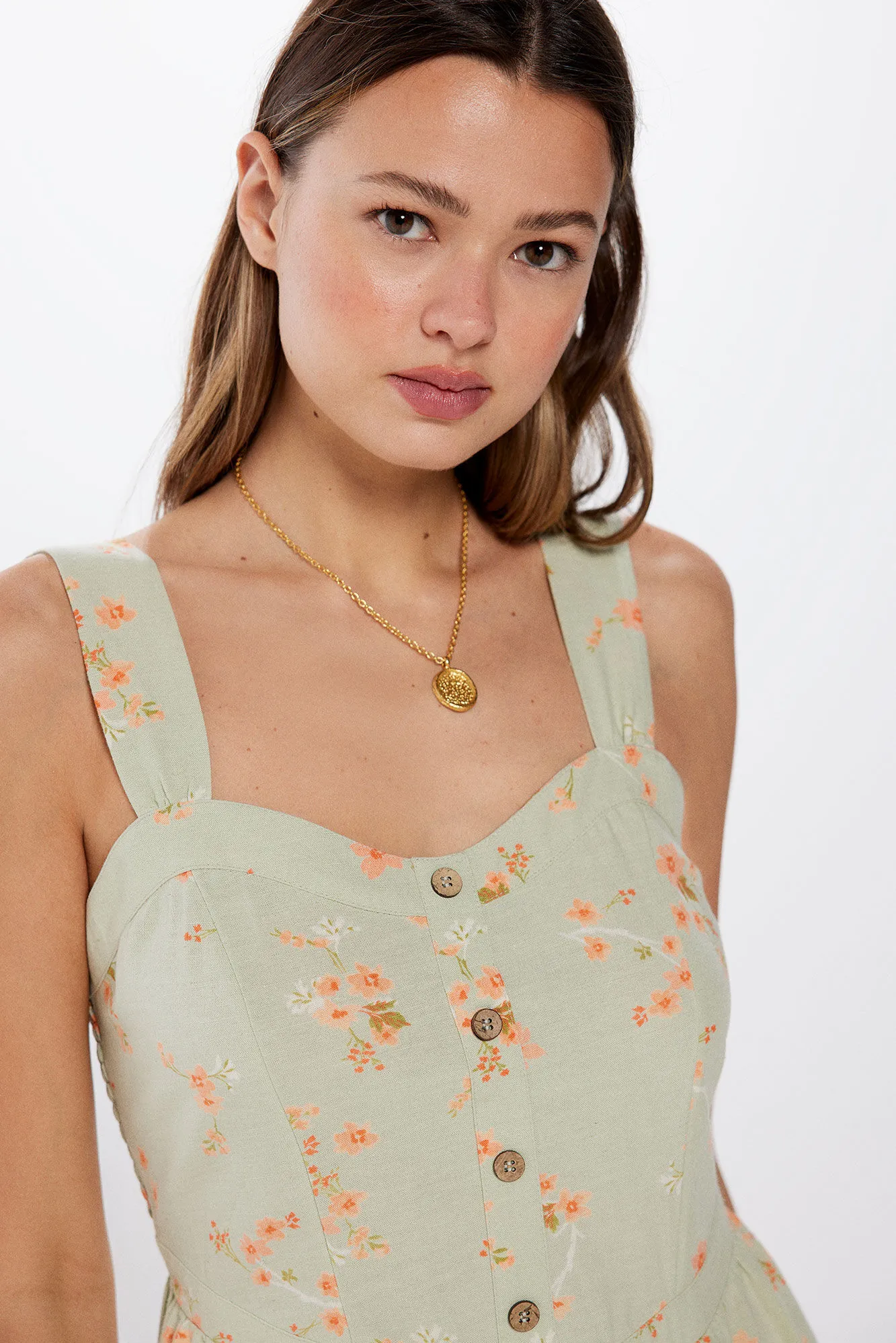 Vestido Midi Corsetero con Lino