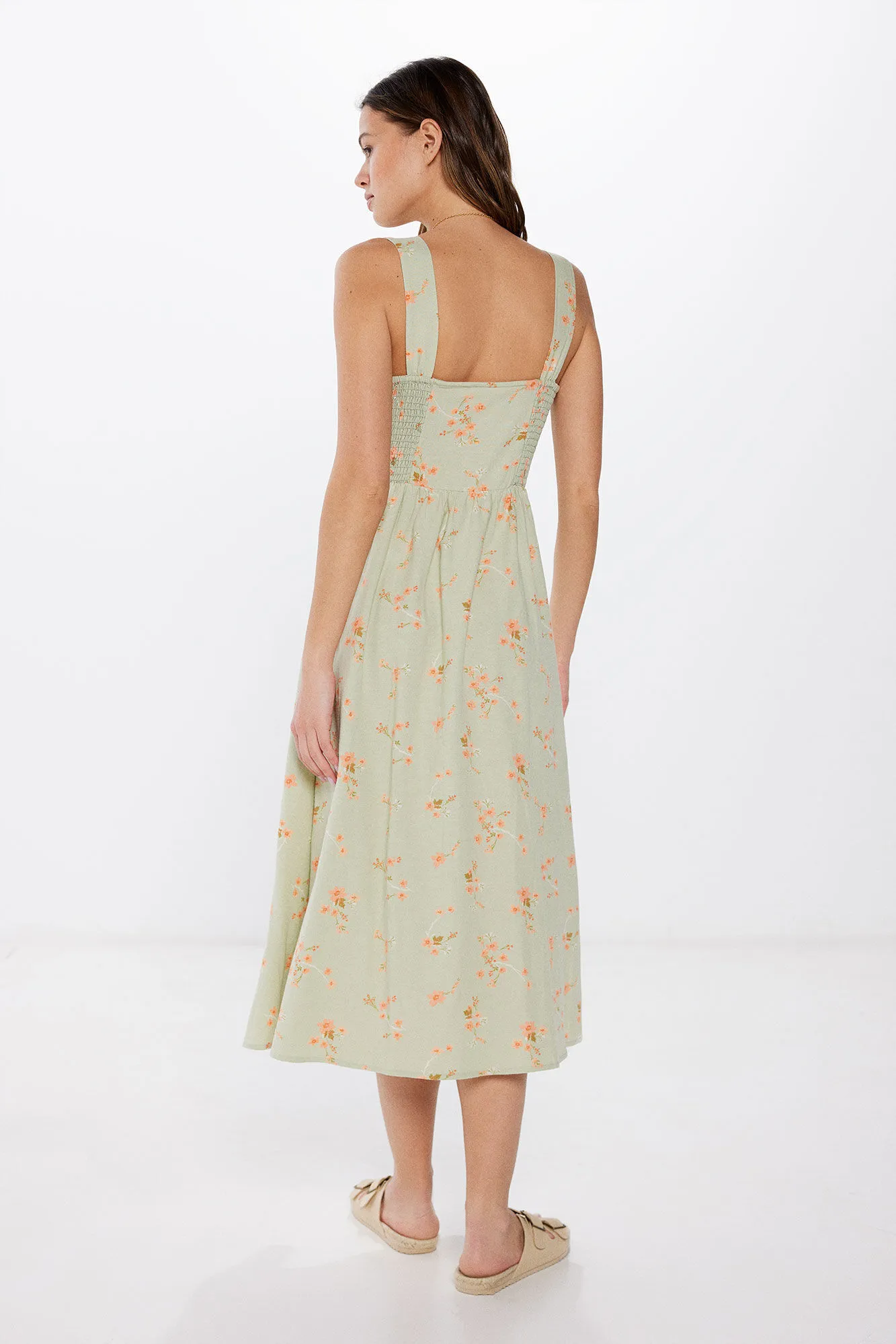 Vestido Midi Corsetero con Lino