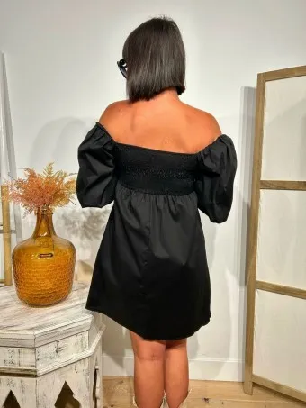 Vestido Popelín Abullonado CAPRIOLA Negro