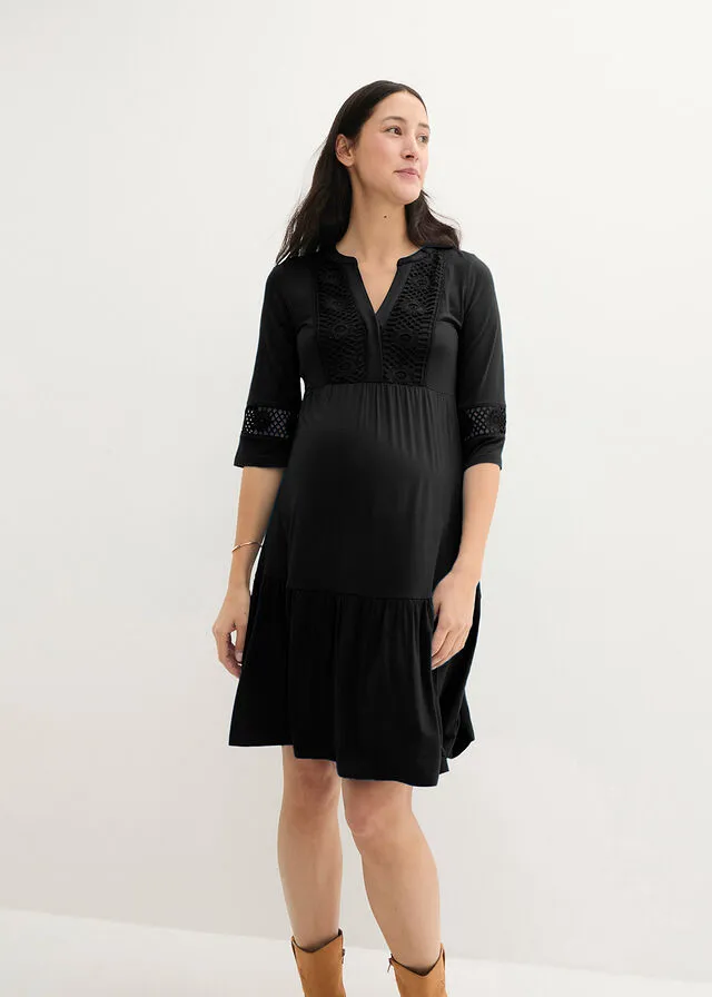 Vestido premamá/de lactancia tipo túnica Negro