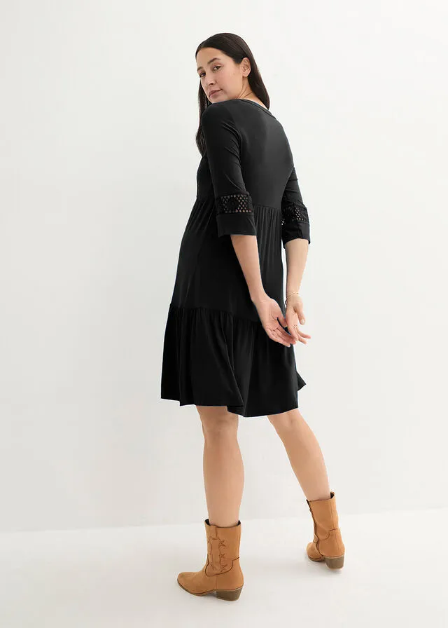 Vestido premamá/de lactancia tipo túnica Negro