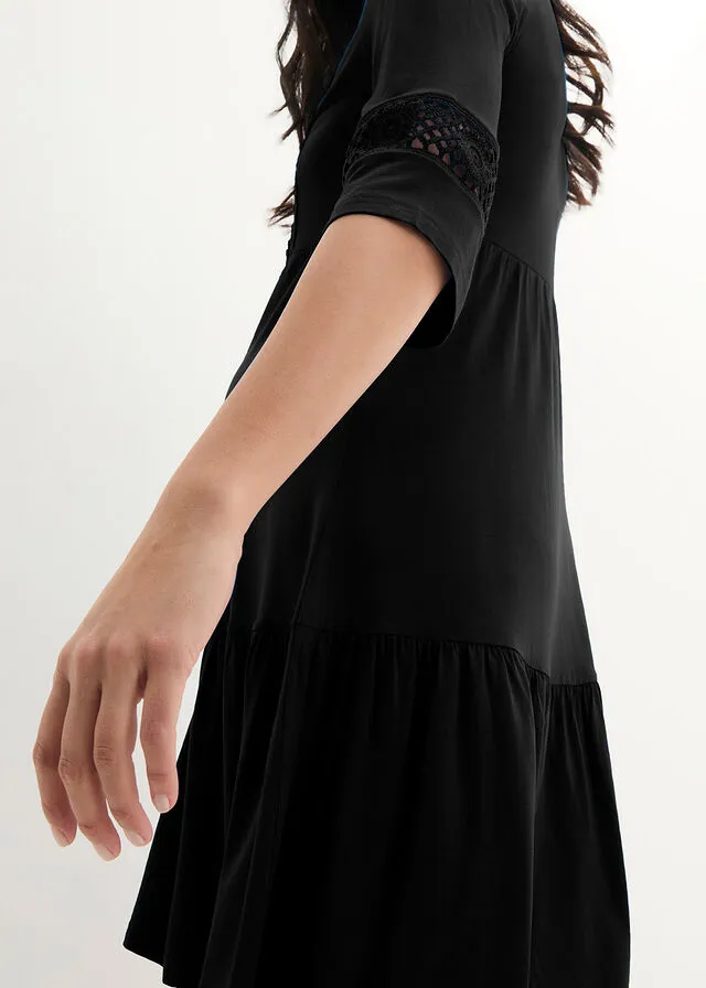 Vestido premamá/de lactancia tipo túnica Negro