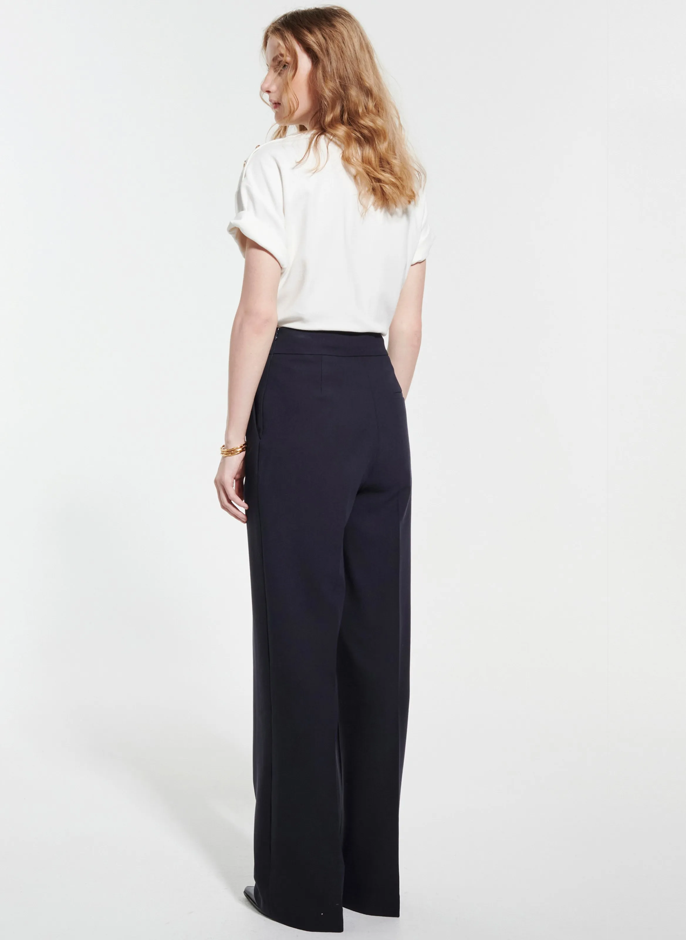 ZAPA PILORA  PANTALóN RECTO DE TALLE ALTO CON BOTONES EN AZUL