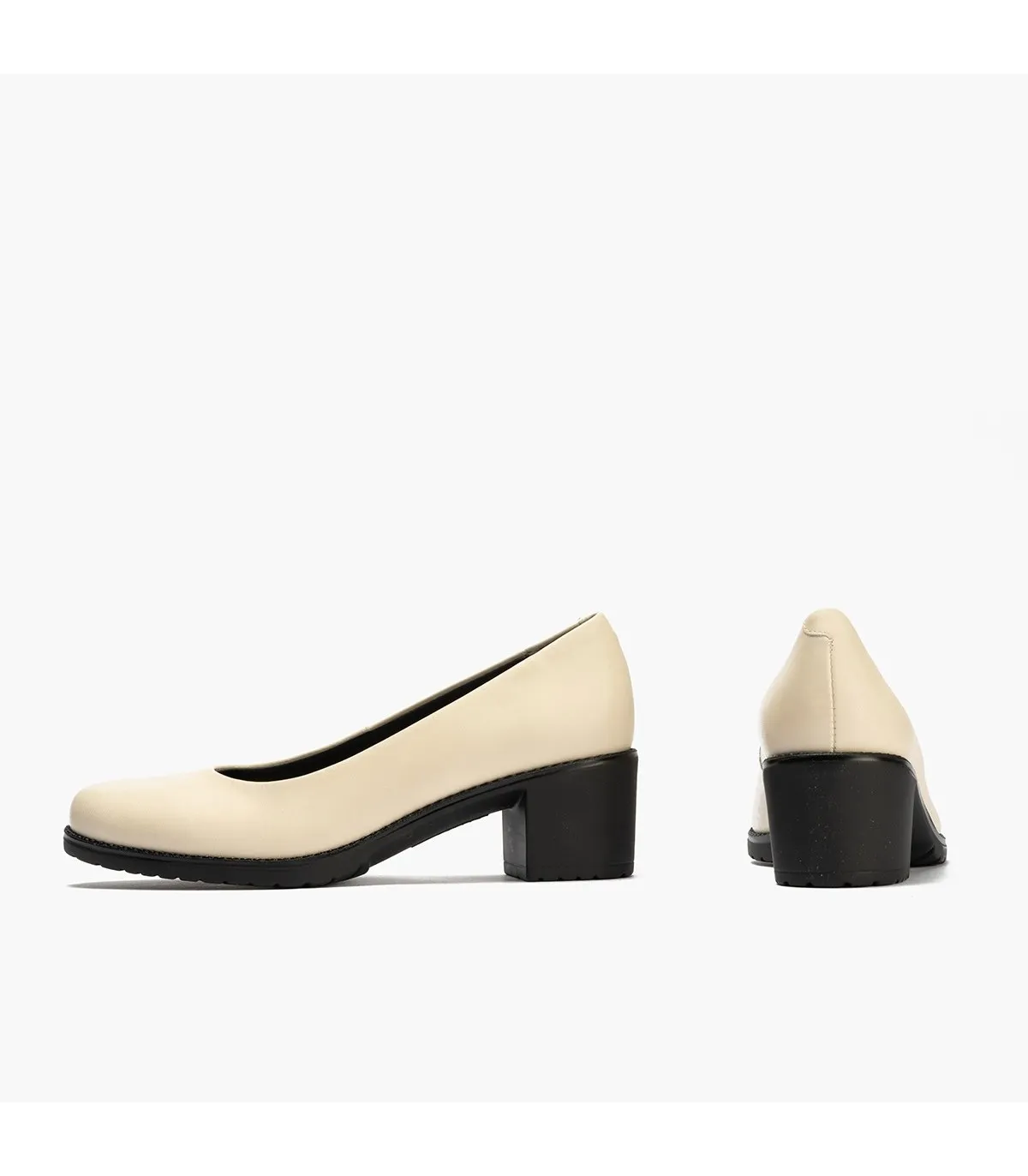 Zapato de salón tacón medio clásico CREMA