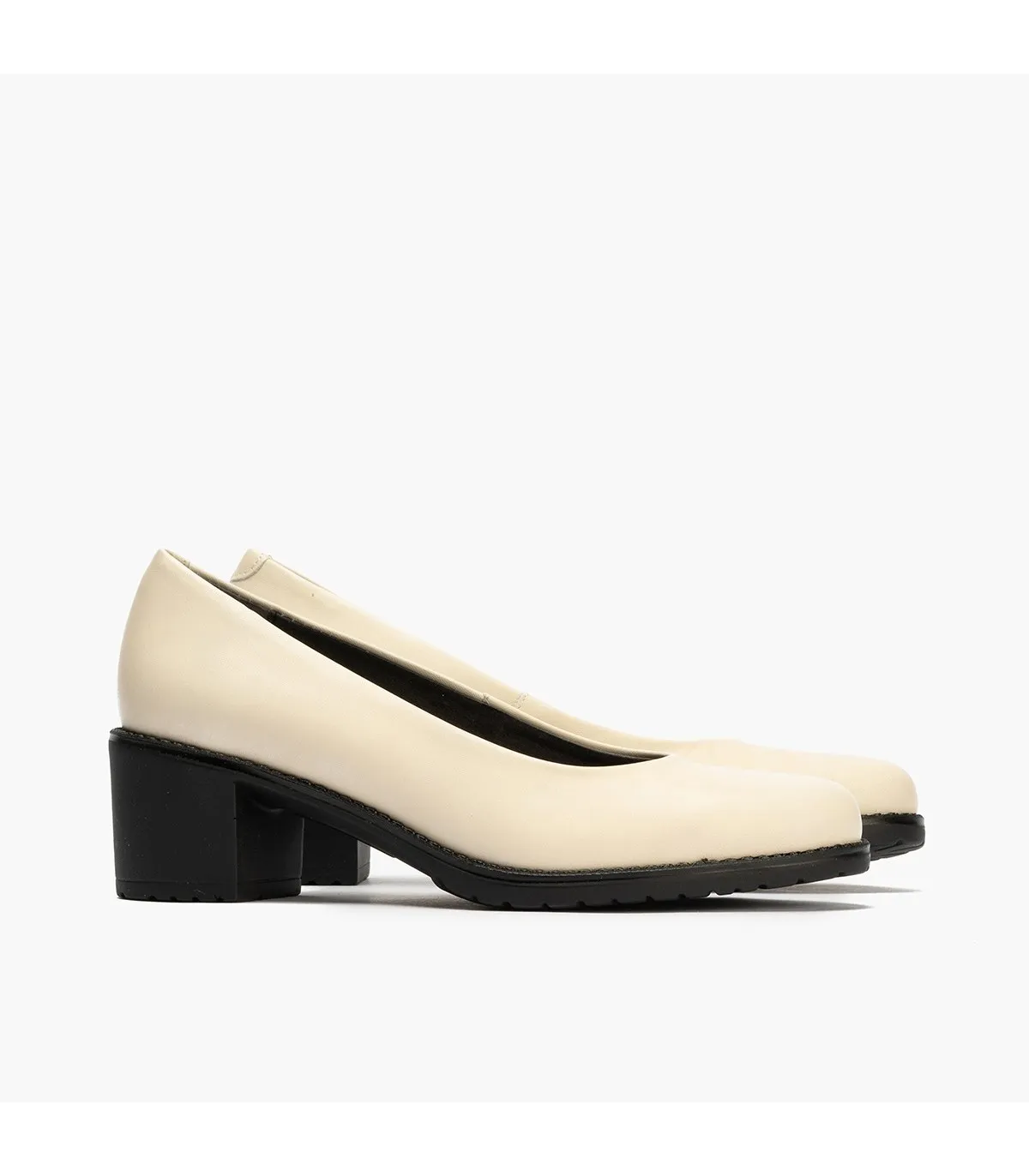 Zapato de salón tacón medio clásico CREMA