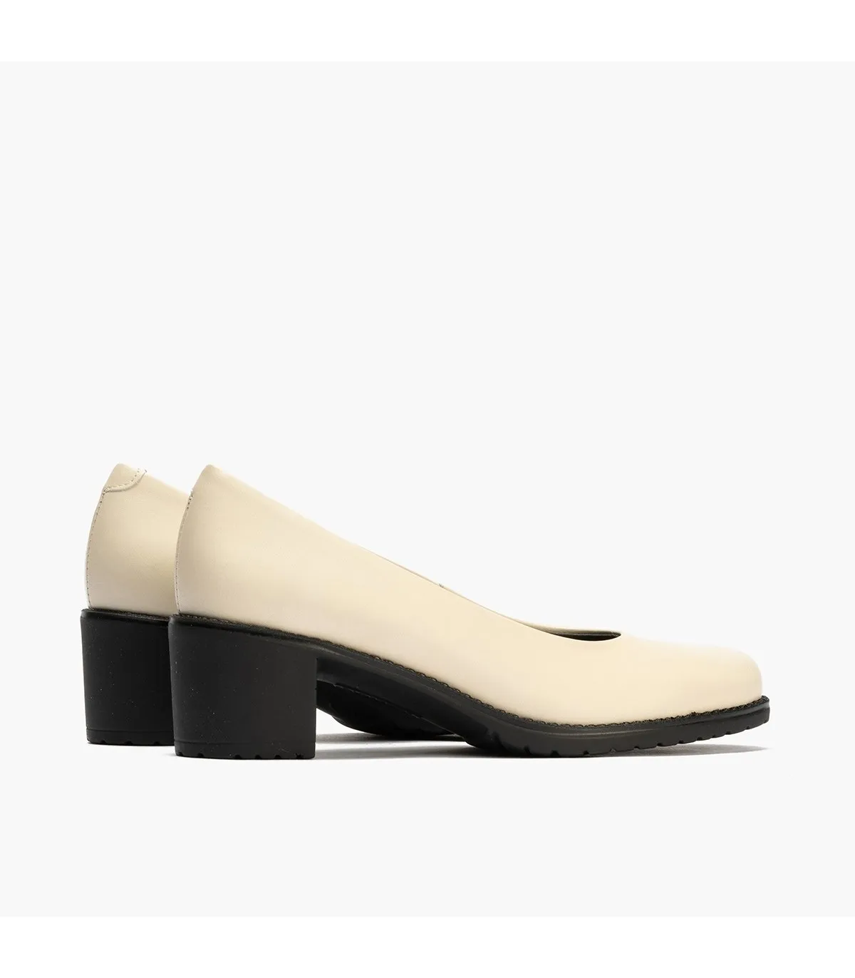 Zapato de salón tacón medio clásico CREMA