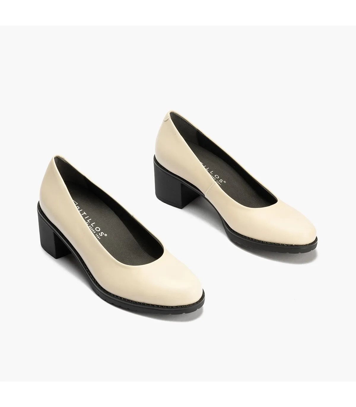 Zapato de salón tacón medio clásico CREMA