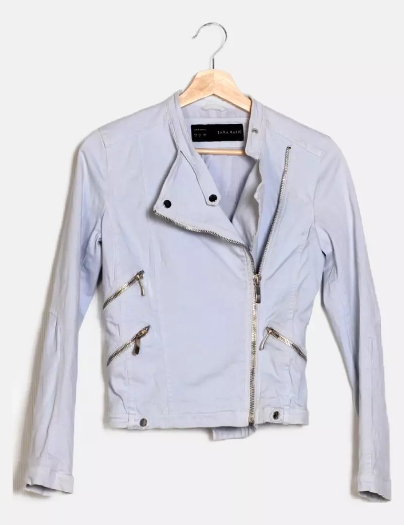 Zara Chaqueta biker azul cielo
